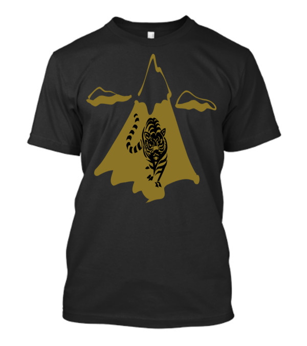 Mountain Lion Silhouette In Stylized Mountain And Cloud T-Shirt