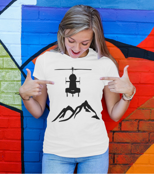 Heli Mountain Shadow Silhouette Adventure Explorer T-Shirt