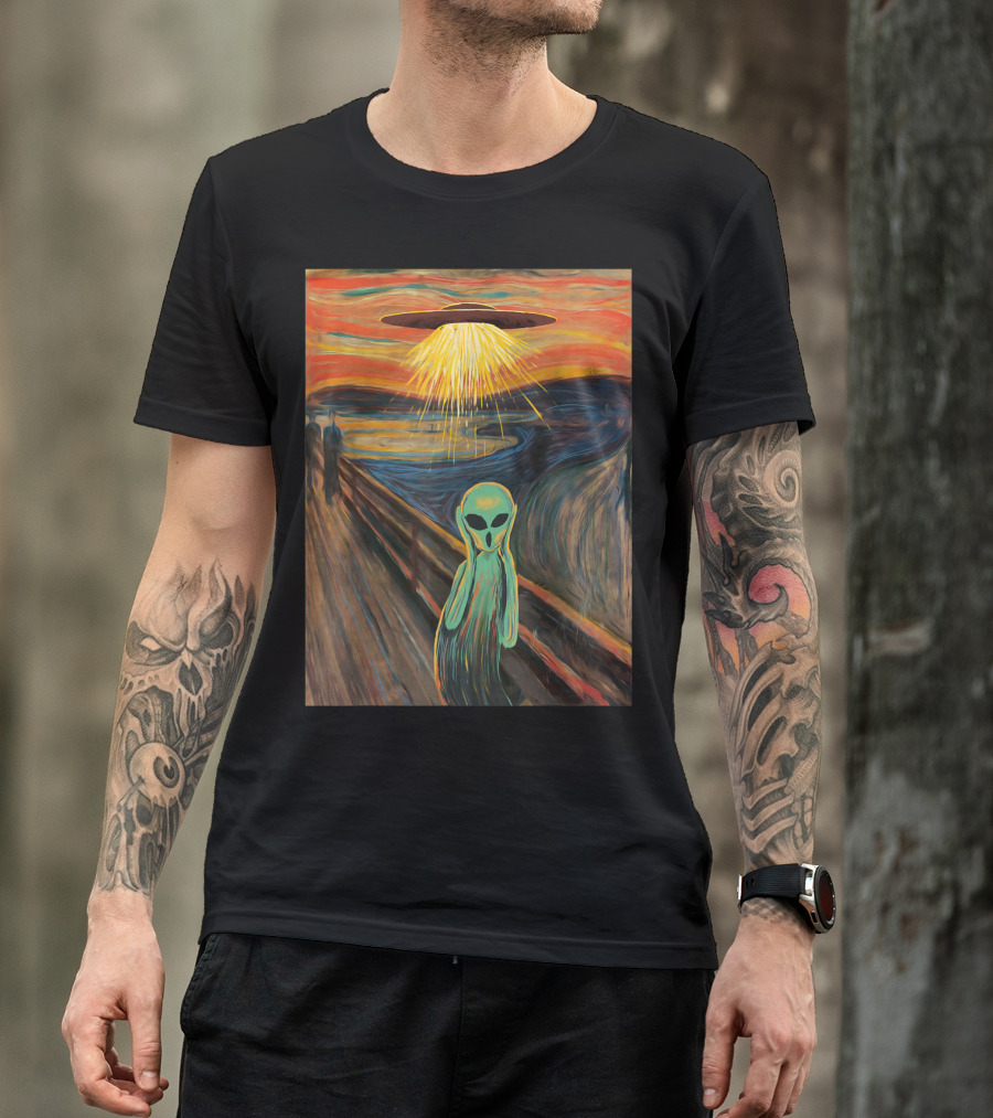 Alien Scream Munch UFO Painting T-Shirt