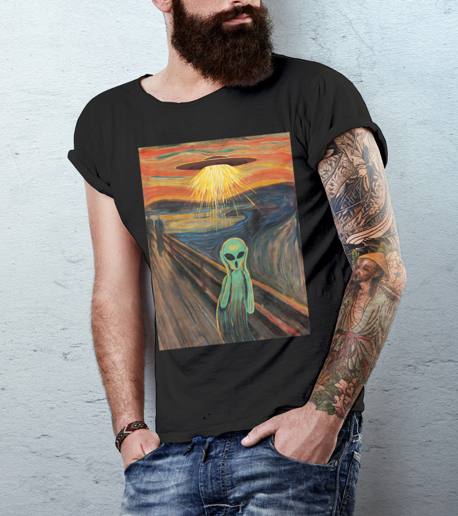 Alien Scream Munch UFO Painting T-Shirt