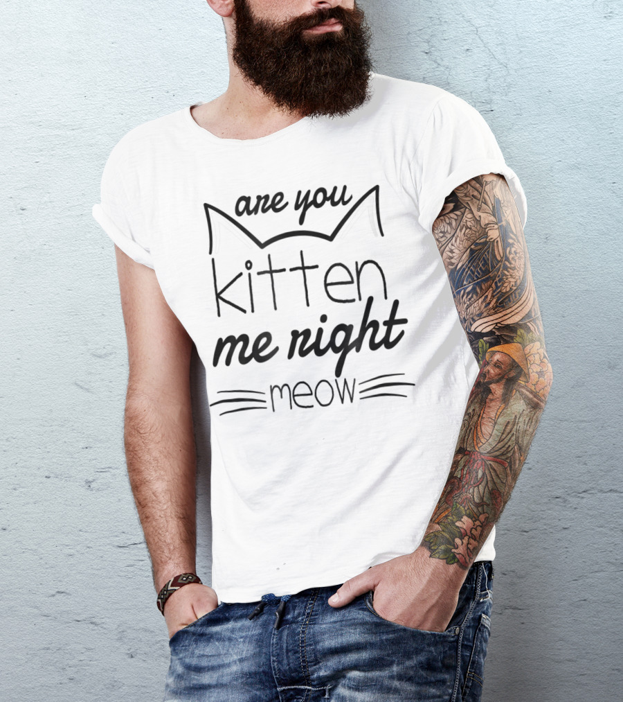 Are You Kitten Me Right Meow Cat Whiskers And Ears T-Shirt