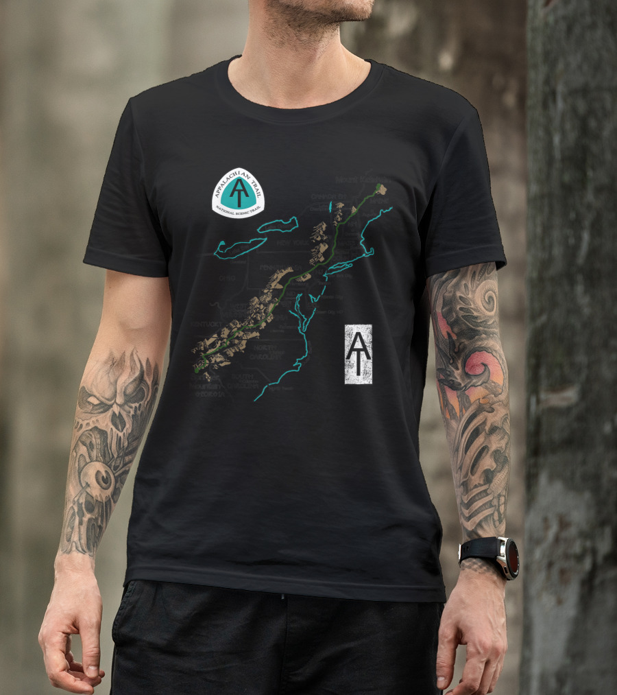 Appalachian Trail National Scenic Trail Map With Mount Katahdin And Springer Mountain T-Shirt