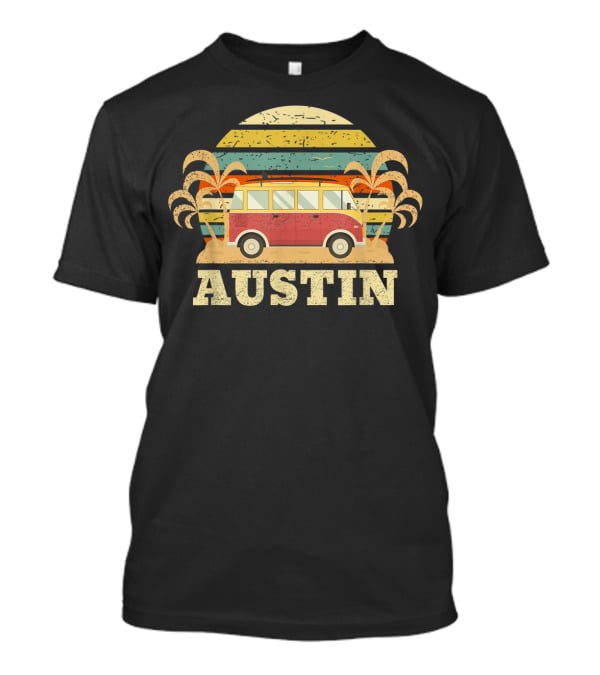 Austin Texas Retro Van Vintage Sunset Palms T-Shirt