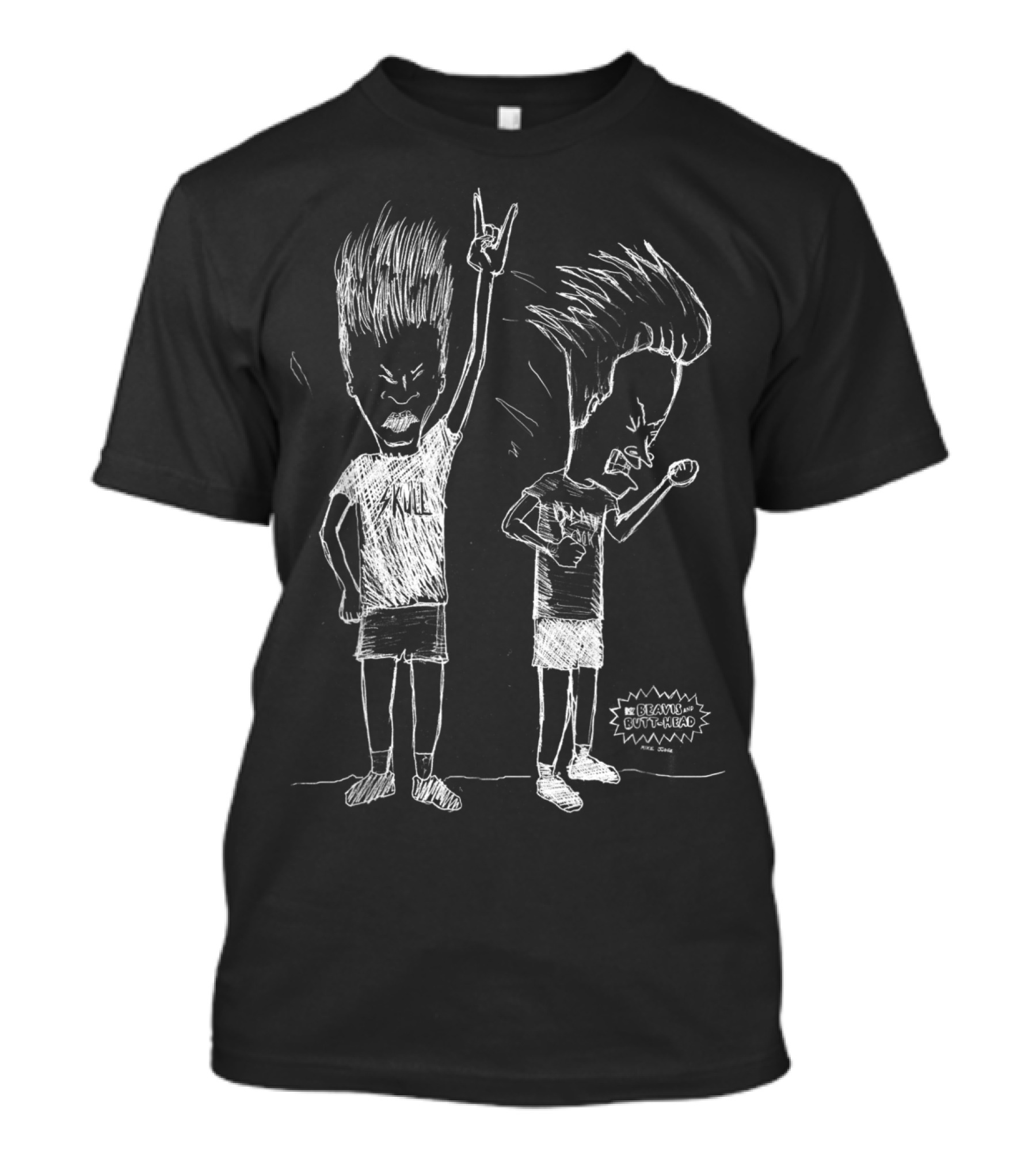 Beavis And Butthead Rock Skull Headbang Sketch T-Shirt