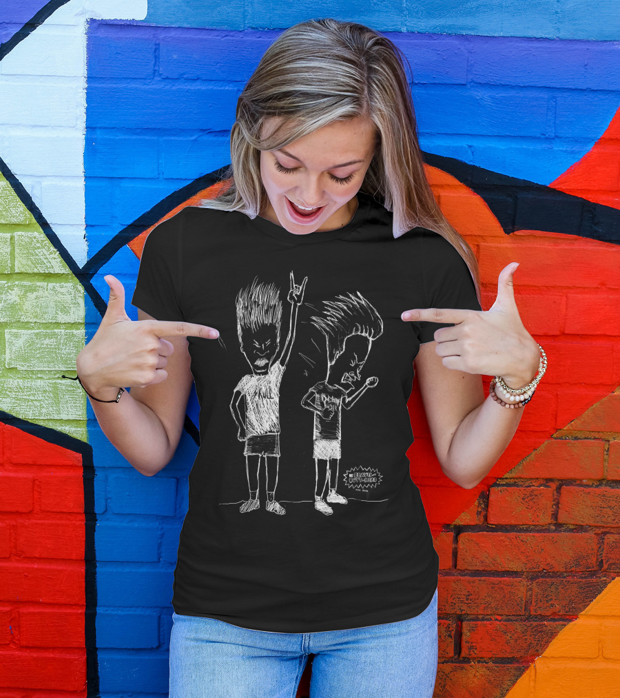 Beavis And Butthead Rock Skull Headbang Sketch T-Shirt
