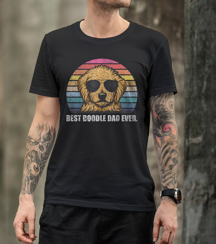 Best Doodle Dad Ever Vintage Style Retro Sunglasses Dog T-Shirt