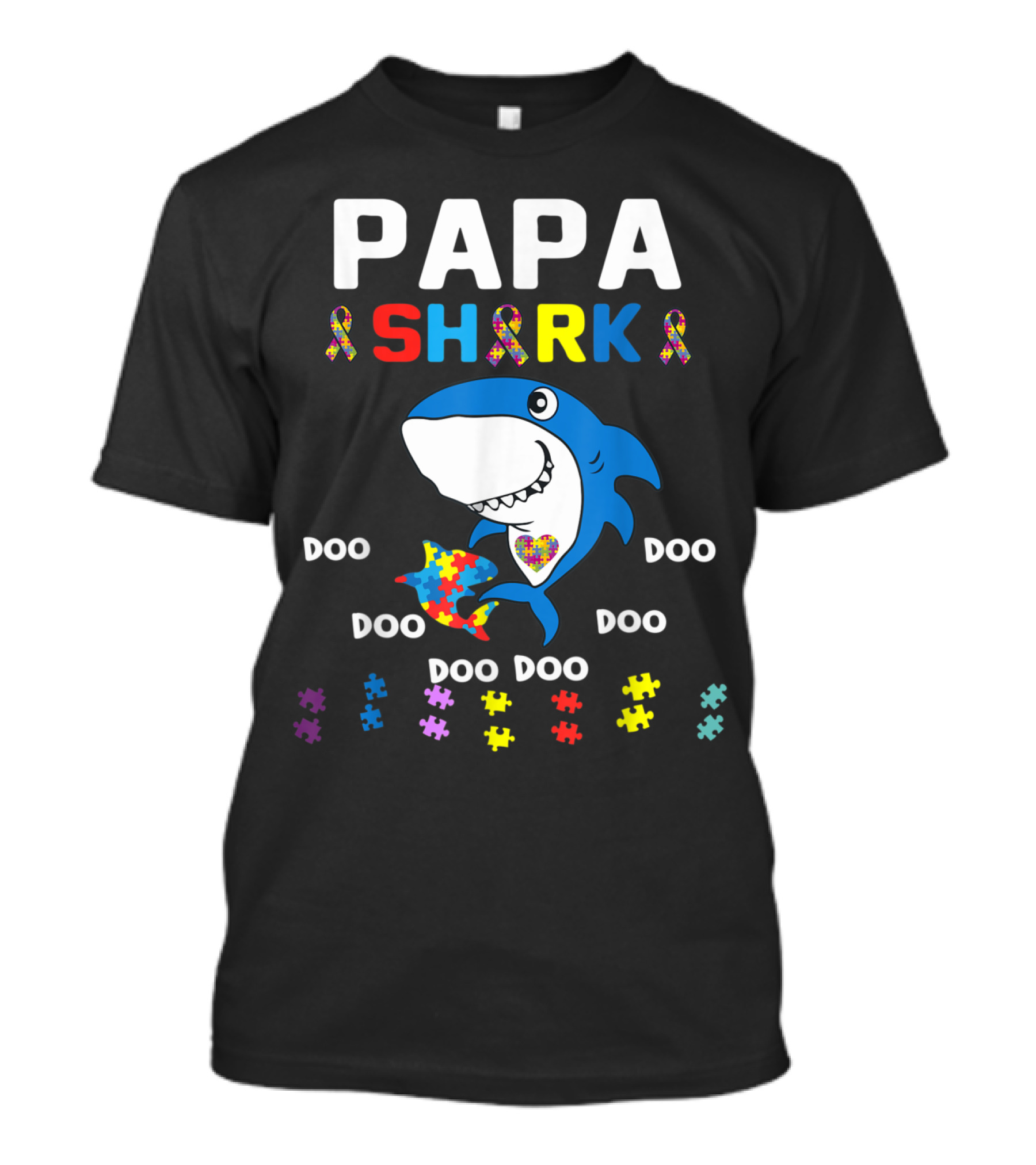 Papa Shark Jigsaw Autism Awareness Doo Doo Doo T-Shirt