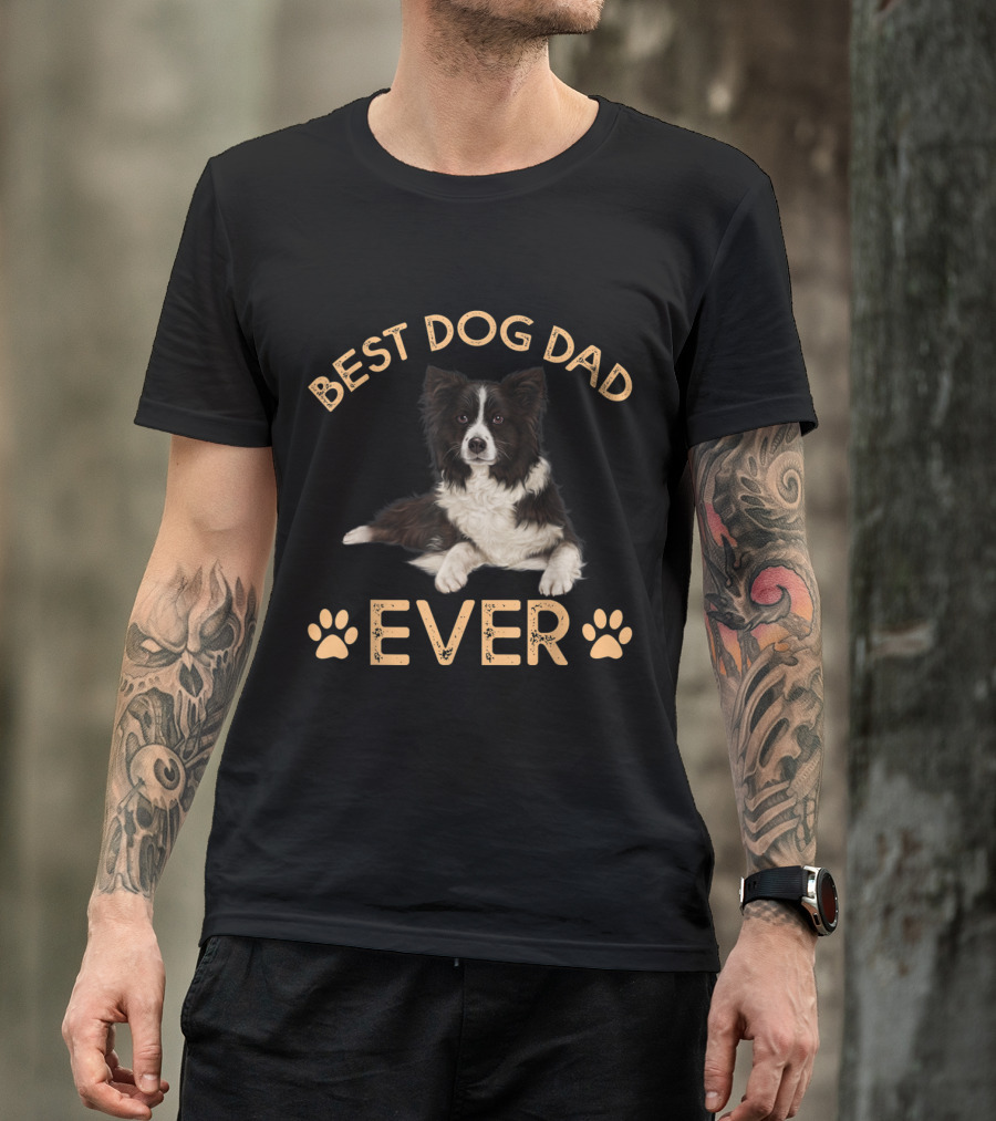 Best Border Collie Dog Dad Ever Paw Prints T-Shirt