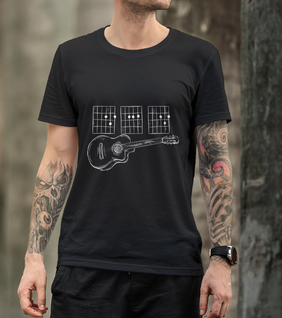 Acoustic Guitar Dad Musician Classic Guitar Chords Chart T-Shirt