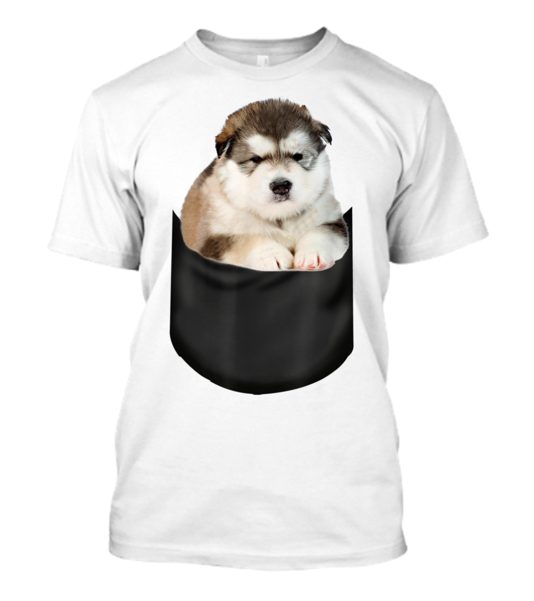 Alaskan Funny Dog In Pocket T-Shirt