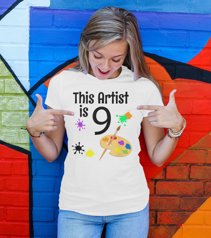 This Artist Is 9 Year Old Painting Birthday Party T-Shirt