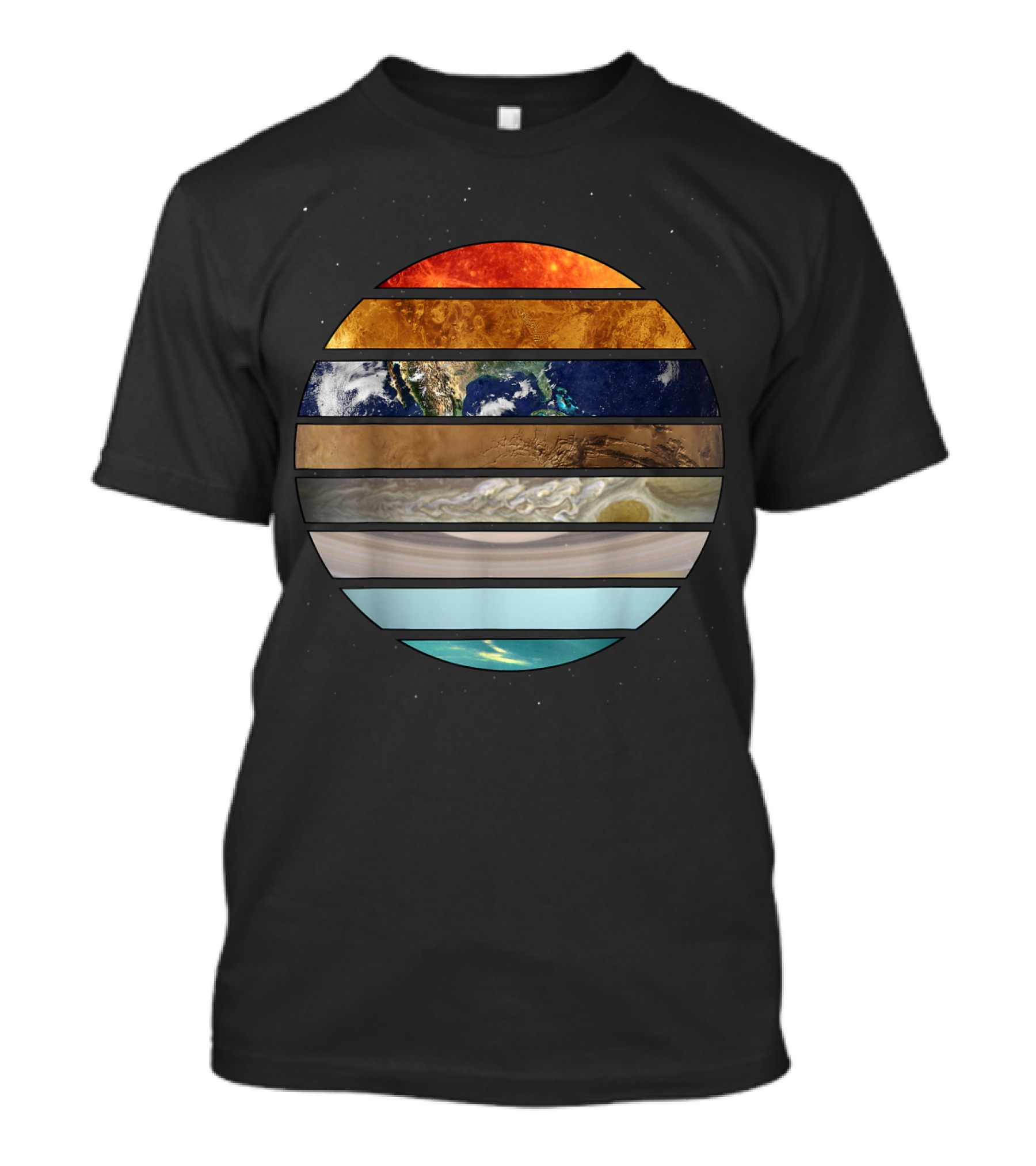 Amazing Planet Great Astronomy Solar System Stripes T-Shirt