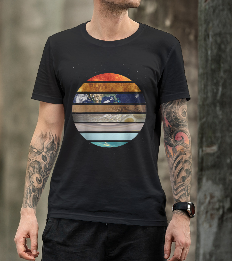 Amazing Planet Great Astronomy Solar System Stripes T-Shirt