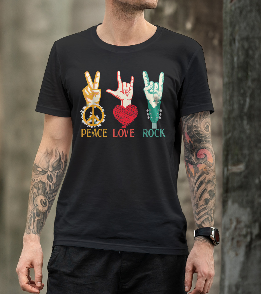 Peace Love Rock Vintage Concert Band Classic T-Shirt
