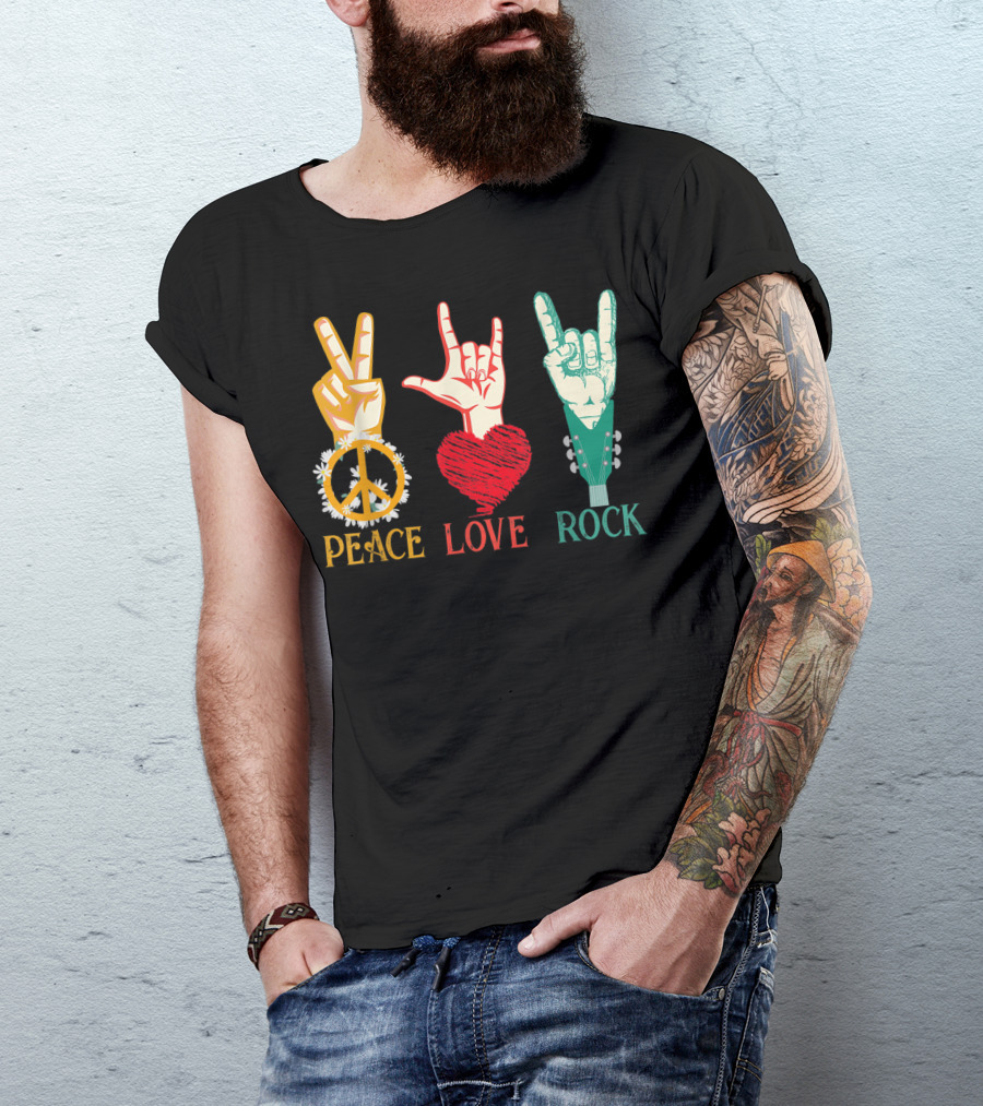 Peace Love Rock Vintage Concert Band Classic T-Shirt