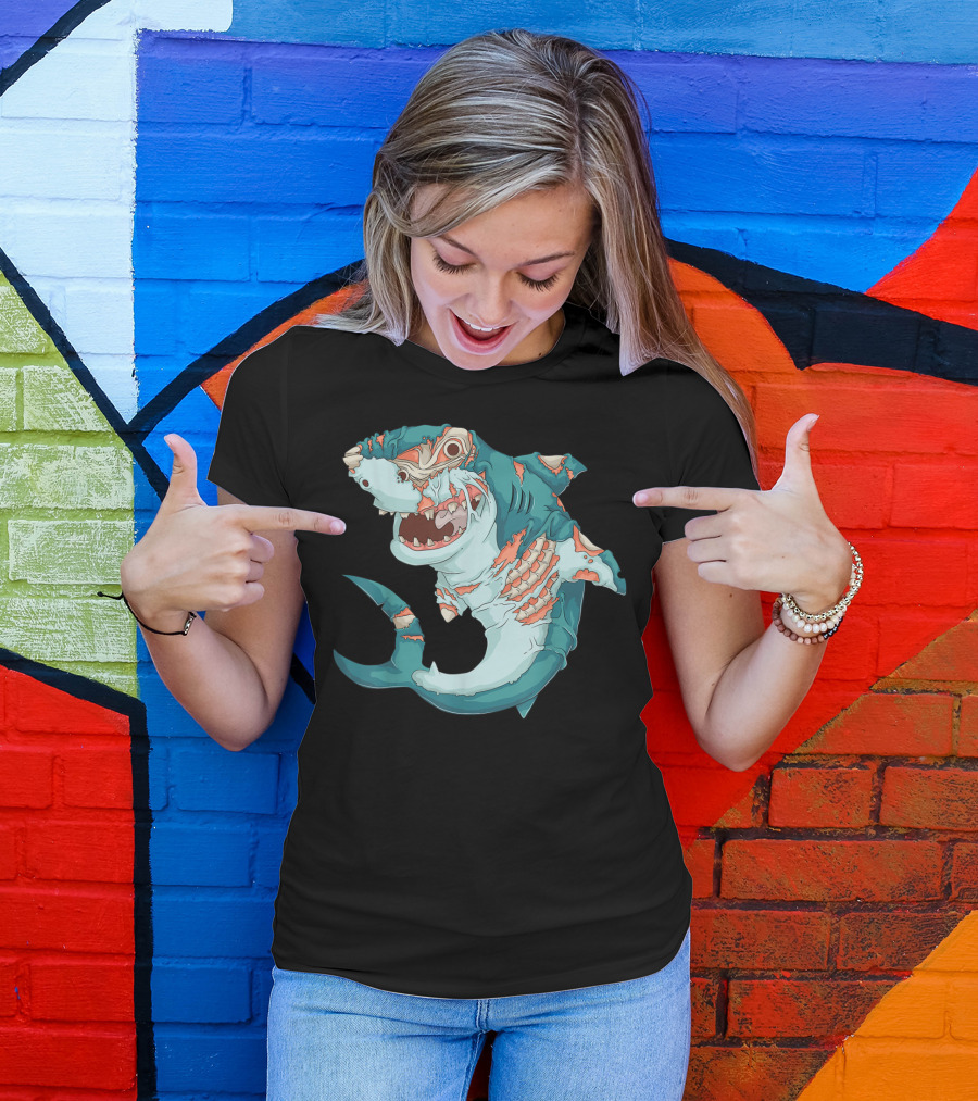 Cool Zombie Shark Funny Lazy DIY Halloween T-Shirt