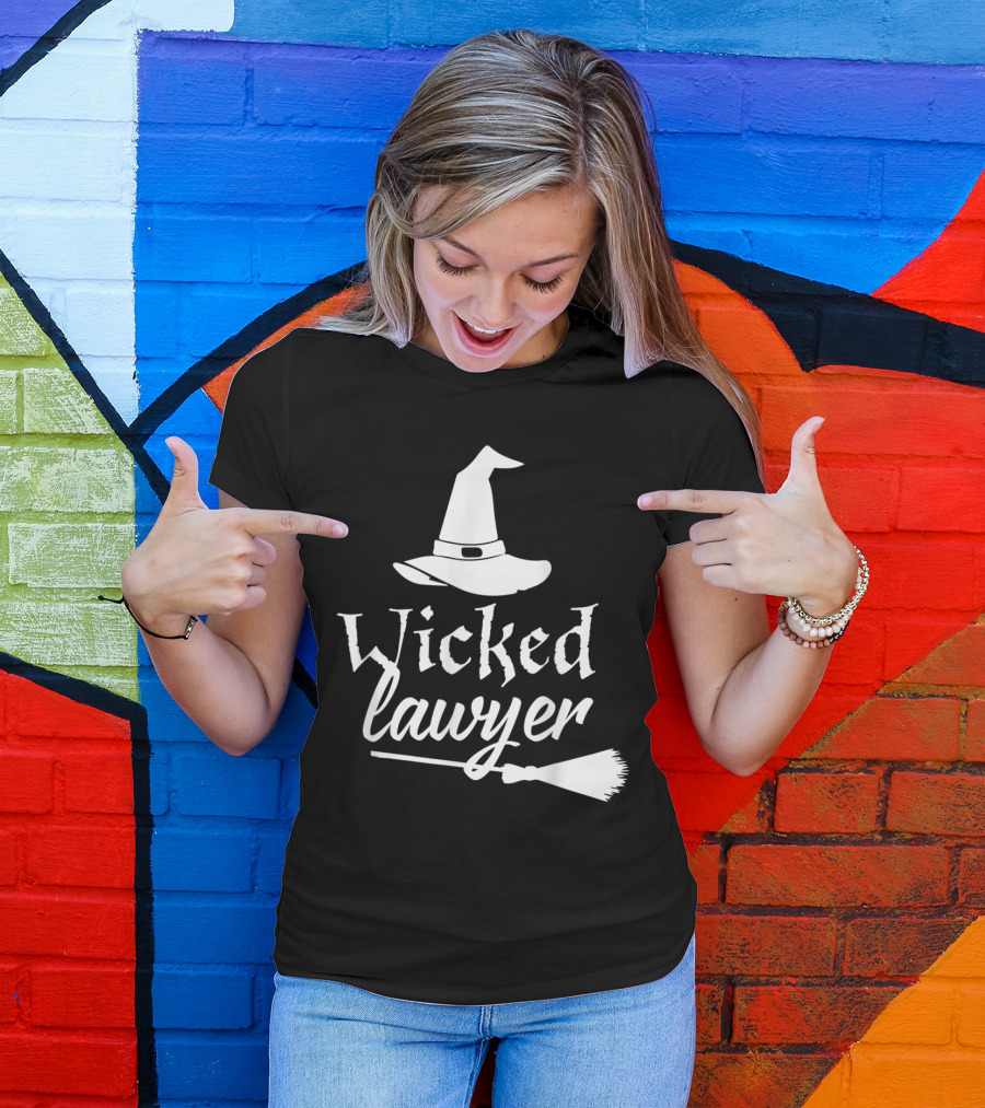 Wicked Lawyer Witch Hat Broomstick Halloween Lawyer T-Shirt