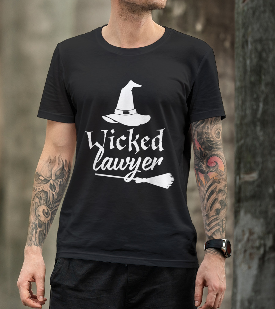 Wicked Lawyer Witch Hat Broomstick Halloween Lawyer T-Shirt