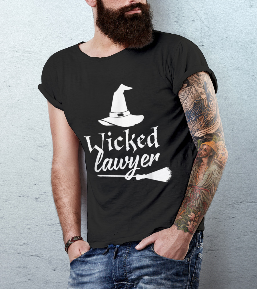 Wicked Lawyer Witch Hat Broomstick Halloween Lawyer T-Shirt