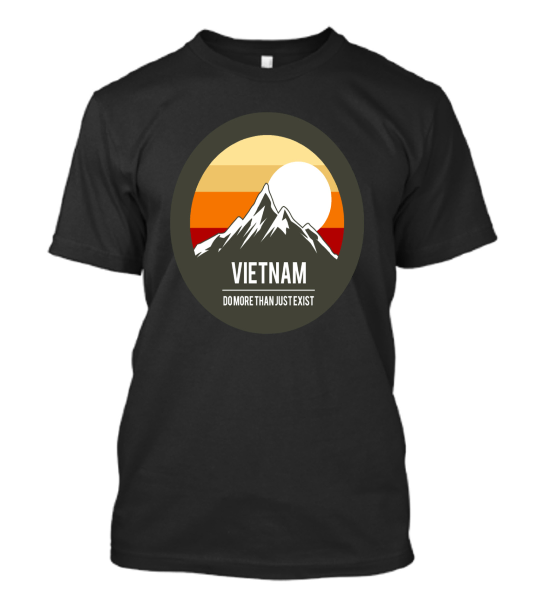 Vietnam Mountains Do More Than Just Exist Retro Sunset Badge T-Shirt