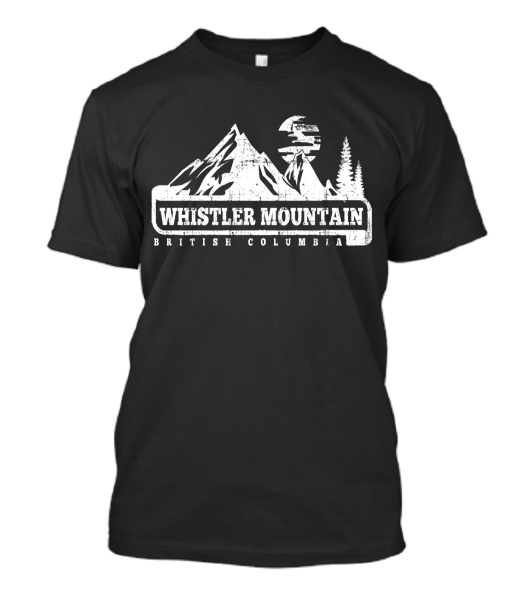Whistler Mountain British Columbia Scenic Landscape With Moon And Pine Trees T-Shirt