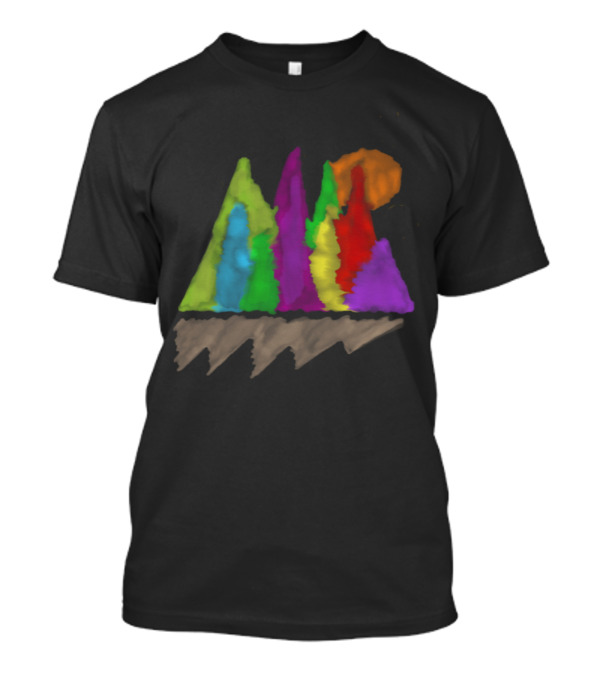 Colorful Watercolor Mountains With Vibrant Sunset T-Shirt