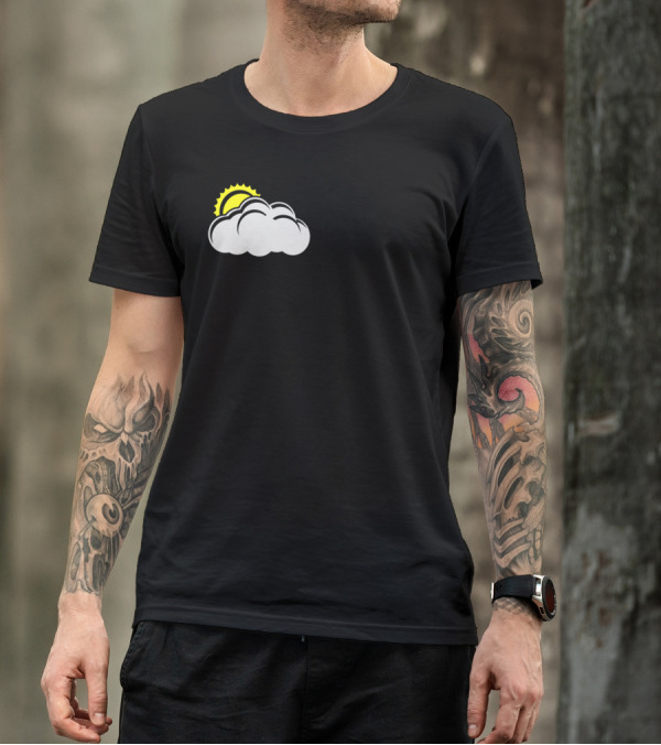 Golfers Swinging With Mountain Peaks And Sunlit Clouds T-Shirt