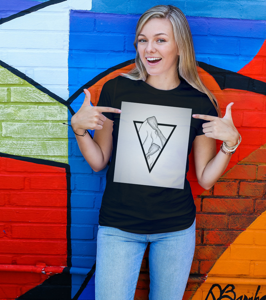 I Don't Know Who The Figure Is, But A Suitable Title Could Be Mountain Lover Geometric Triangle Rock Formations T-Shirt