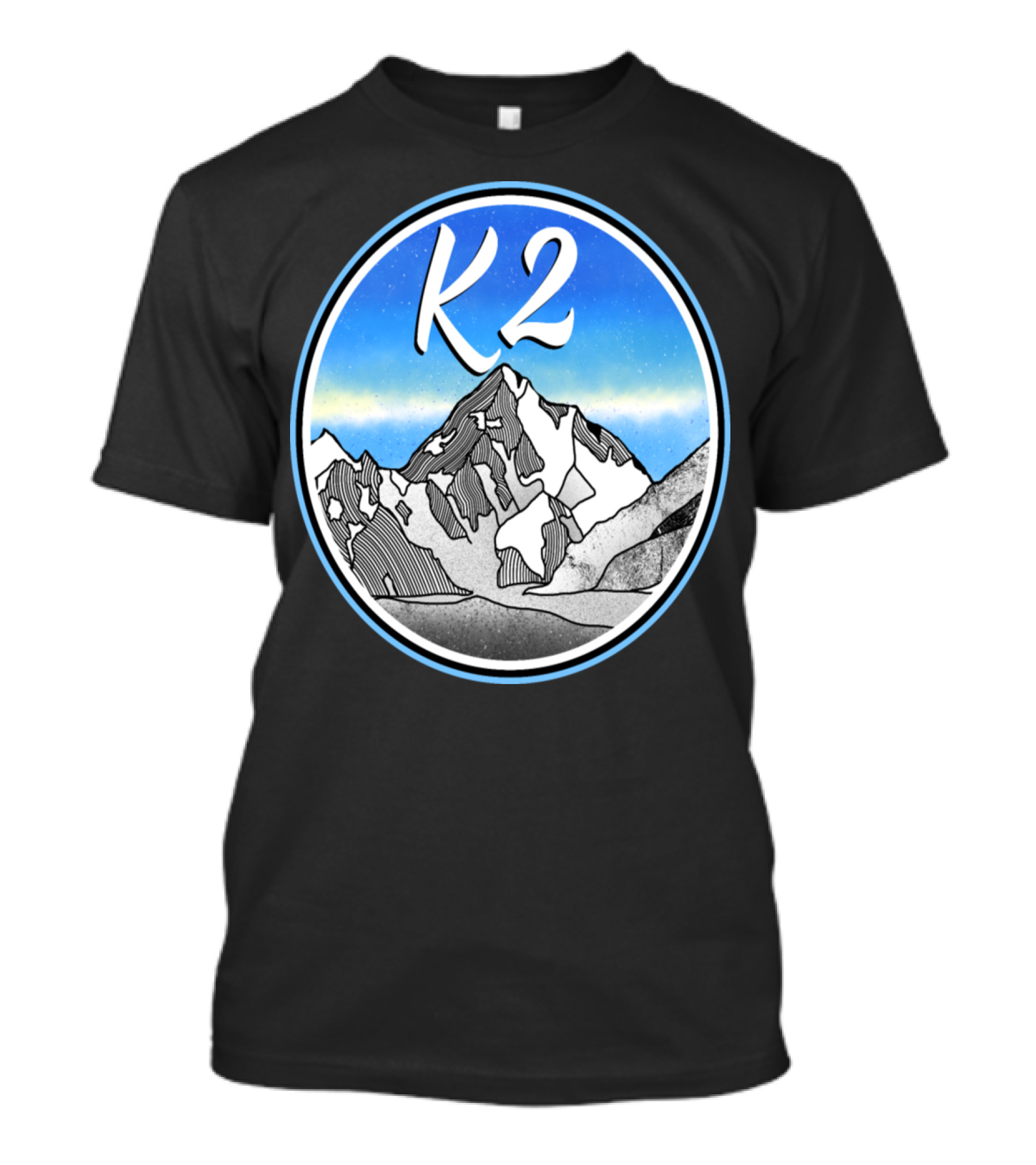 K2 Snow-Capped Mountain Peak Artistic Circle T-Shirt