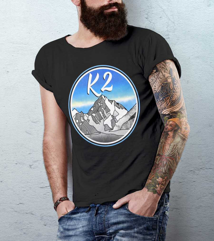 K2 Snow-Capped Mountain Peak Artistic Circle T-Shirt