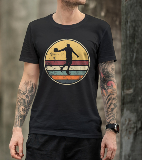 Basketball Vintage Retro Stripes Silhouette Coo T-Shirt