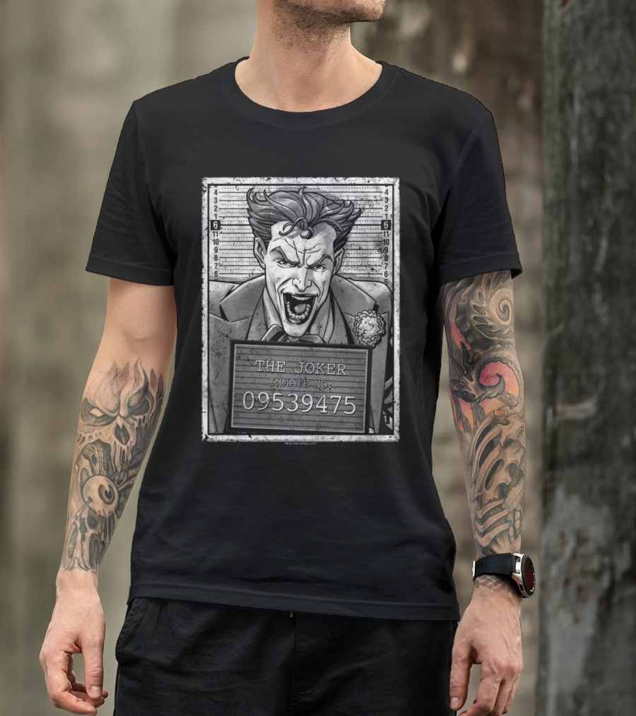 The Joker Mugshot Inmate 09539475 Batman T-Shirt