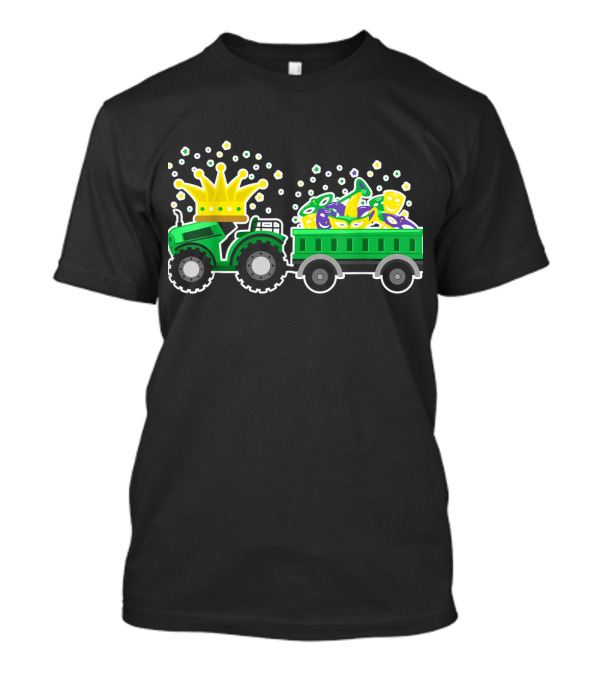Mardi Gras Tractor With Crown And Festive Masks T-Shirt