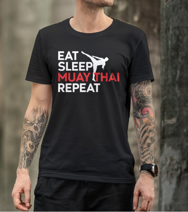 EAT SLEEP MUAY THAI REPEAT Silhouette Kick T-Shirt
