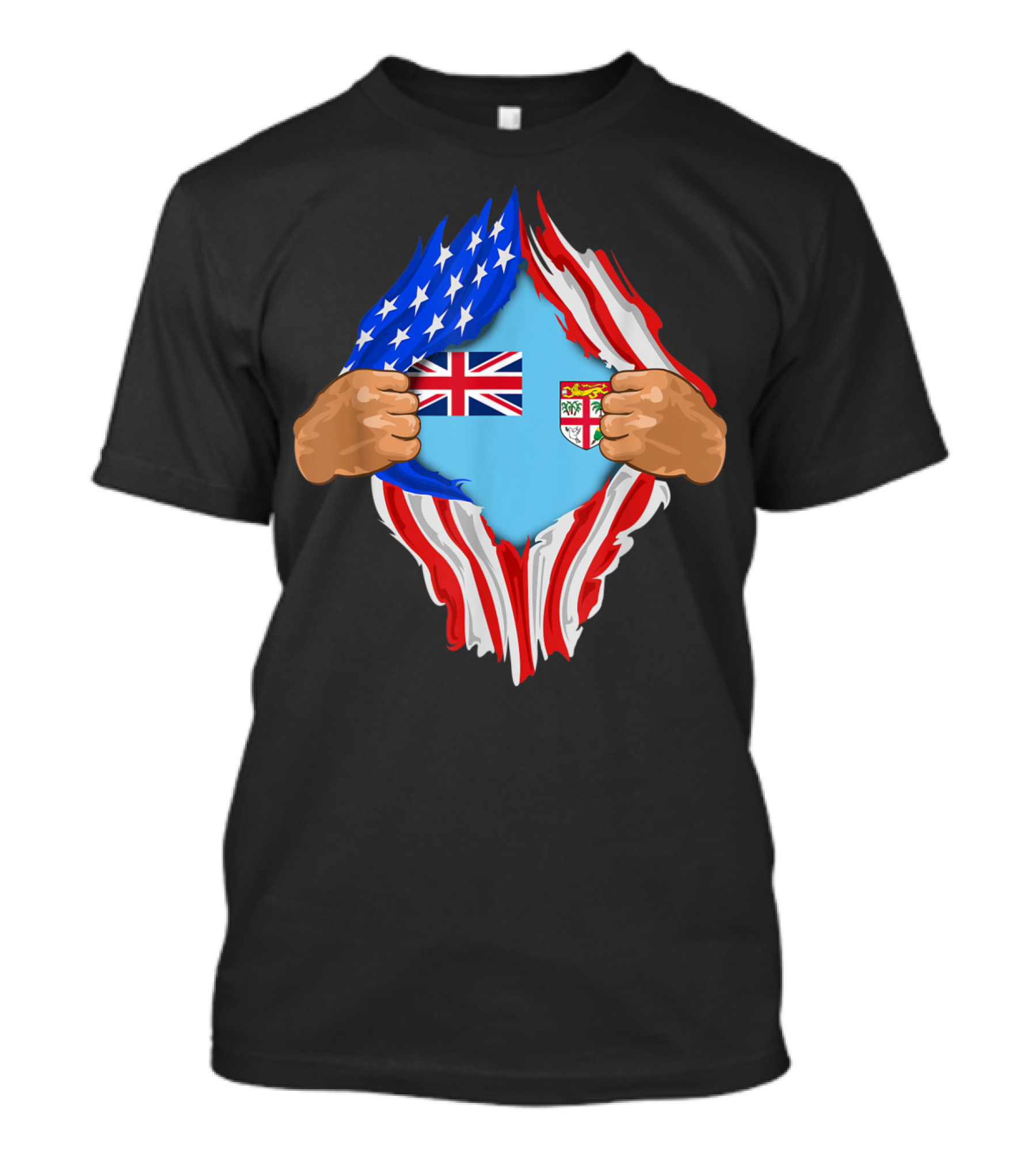 Fijian Blood Inside Me Fiji Flag United States American Style Fusion T-Shirt