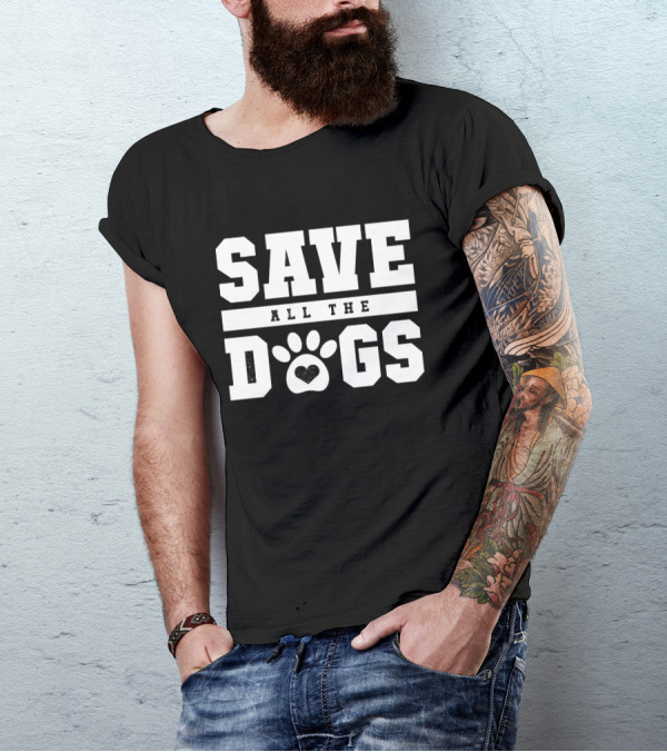 Save All The Dogs Paw Heart Foster Dog T-Shirt