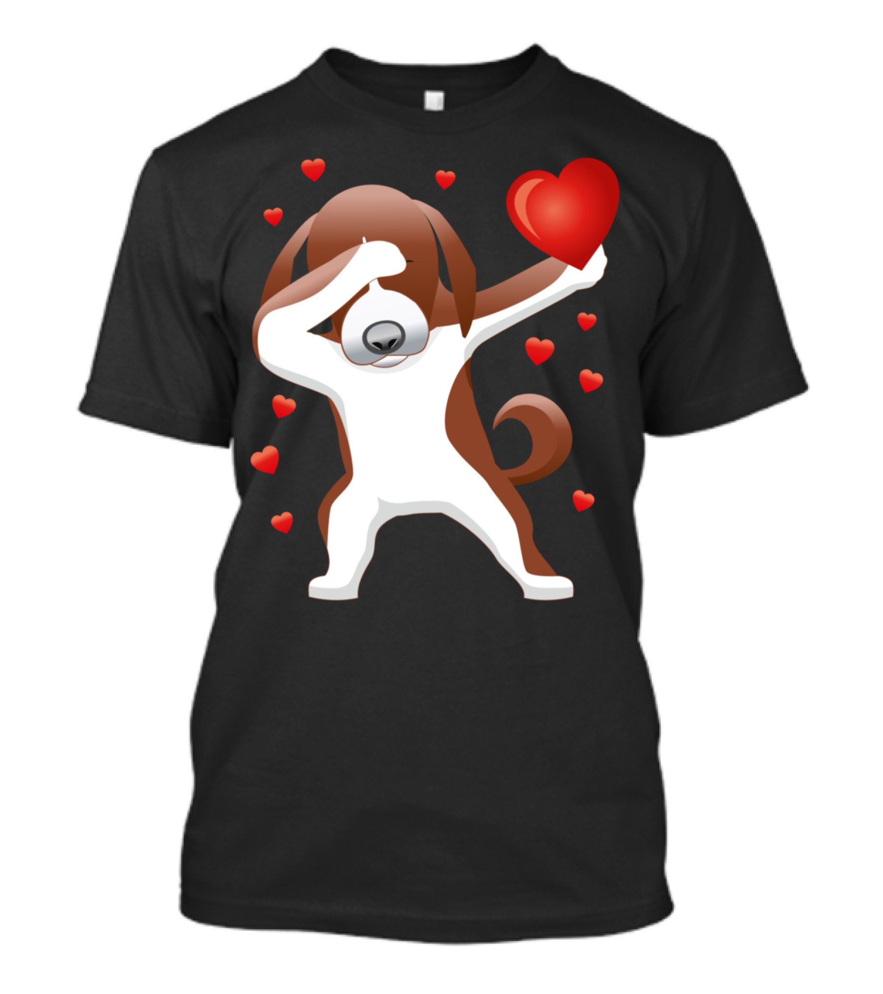 Valentine's Day Dabbing Dog With Heart And Love T-Shirt