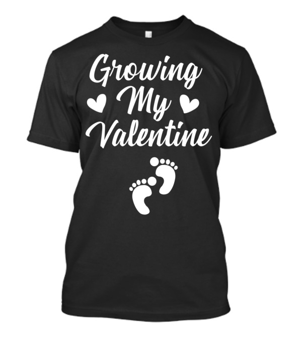 Growing My Valentine Family Heart Baby Footprints T-Shirt