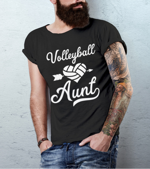 Volleyball Aunt Heart Arrow Sports Family Gift T-Shirt