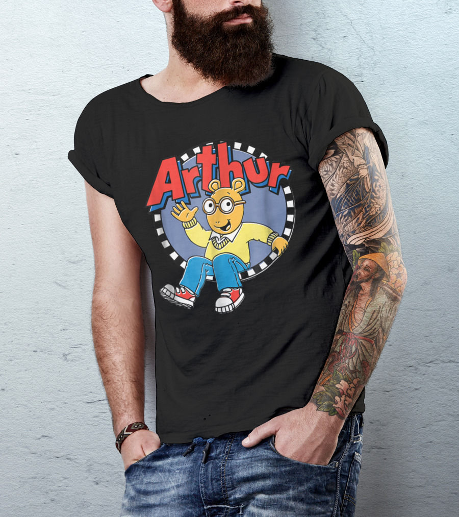 Arthur Waving Logo Checkered Circle T-Shirt