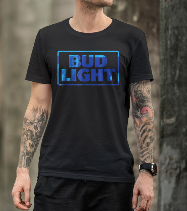 Bud Light Blue Rectangular Trademark Emblem T-Shirt