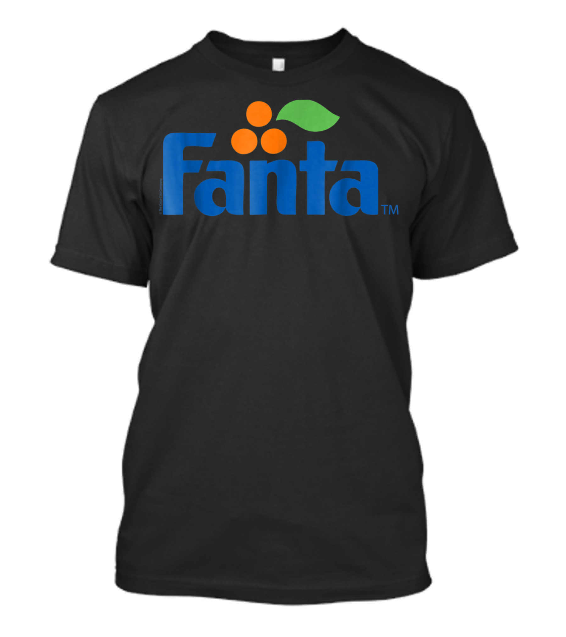 Fanta Vintage Coca Cola Blue Logo With Orange Circles And Green Leaf T-Shirt