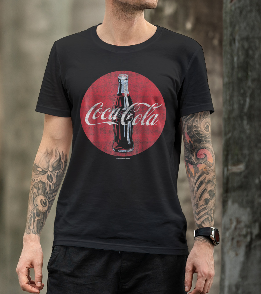 Coca Cola Distressed Bottle Red Disc T-Shirt