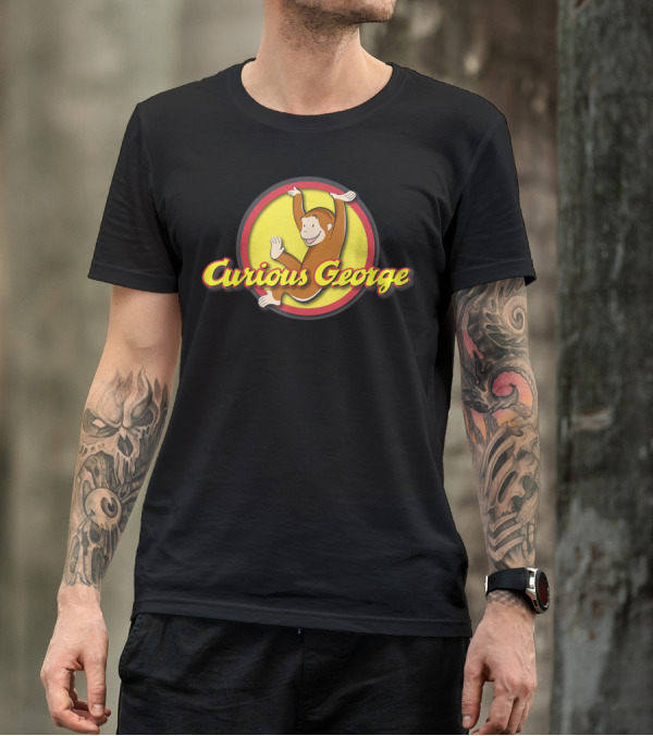 Curious George Playfully Swinging Logo Circle T-Shirt
