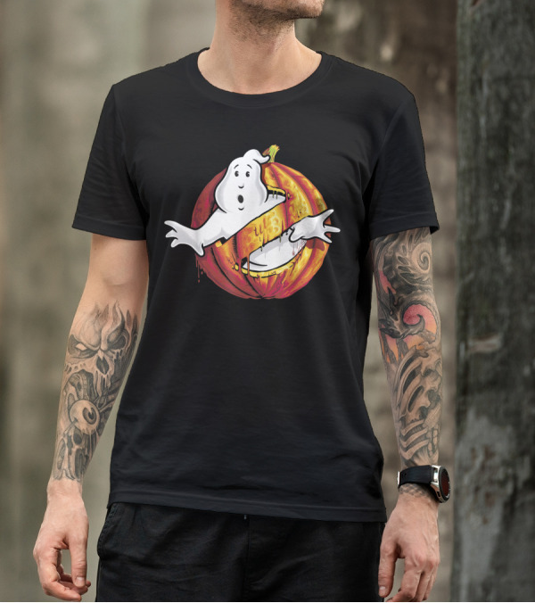 Ghostbusters Halloween Pumpkin Ghost Emblem T-Shirt