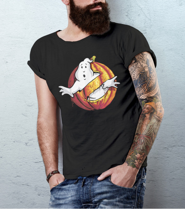 Ghostbusters Halloween Pumpkin Ghost Emblem T-Shirt