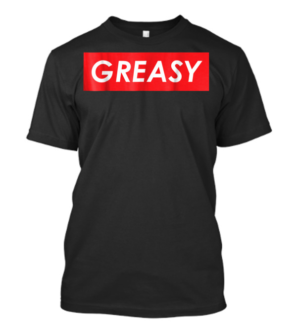 Greasy Red Box Bold White Text Iconic T-Shirt
