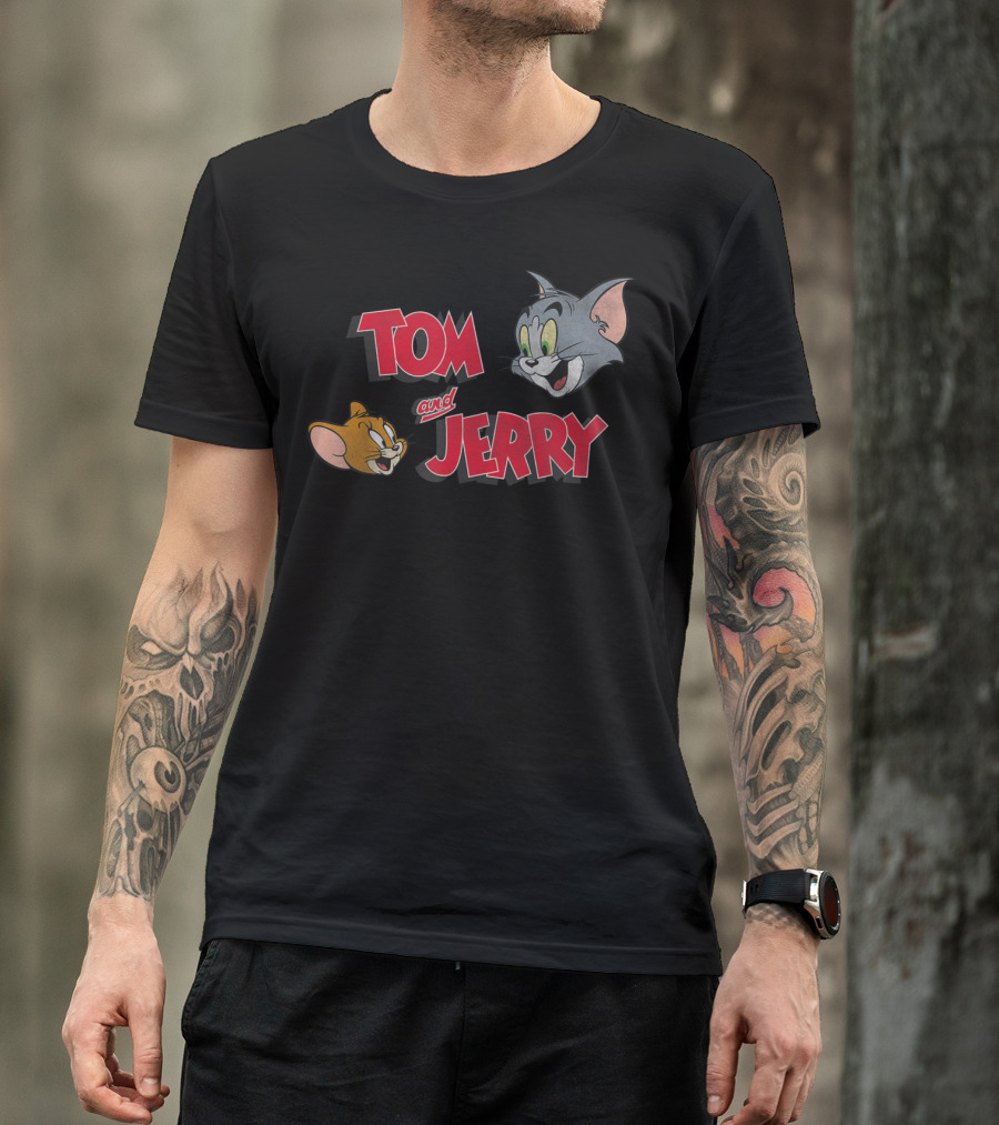 Hanna Barbera Tom And Jerry Retro Cartoon Faces T-Shirt