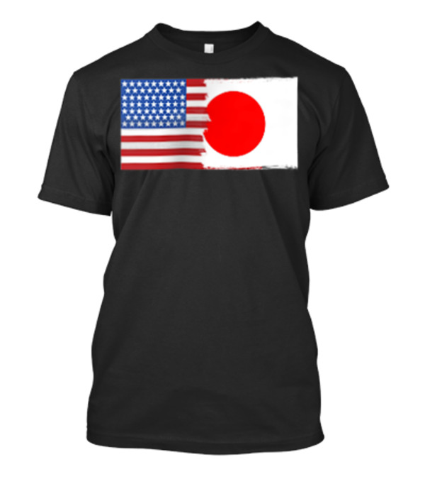 Japan USA Flag Map Half American T-Shirt