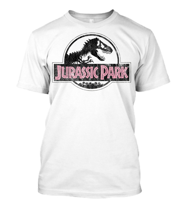 Jurassic Park Distressed Pink Logo T-Rex T-Shirt